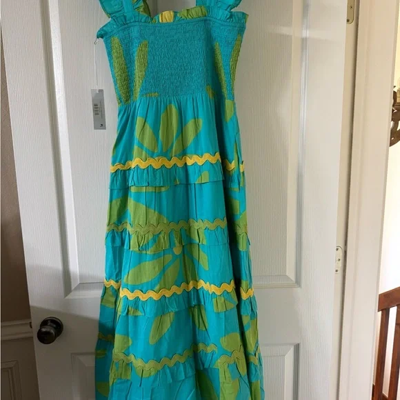J. Marie Floral Blue and Green Maxi Dress - Picture 4 of 6